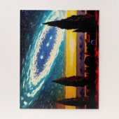Fantasy Blue Galaxy über gelben Himmelsgemälde Puzzle (Vertikal)