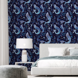 Fantasy Blue Mermaid Muster entfernt Tapete