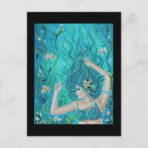 Fantasy Blue Mermaid Postkarte von René