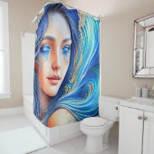 Fantasy Blue Ocean Wave Goddess Abstrakte Kunst Duschvorhang (Beispiel)