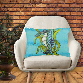 Fantasy Blue Sea Dragon Seepferd Seetang Dekokissen