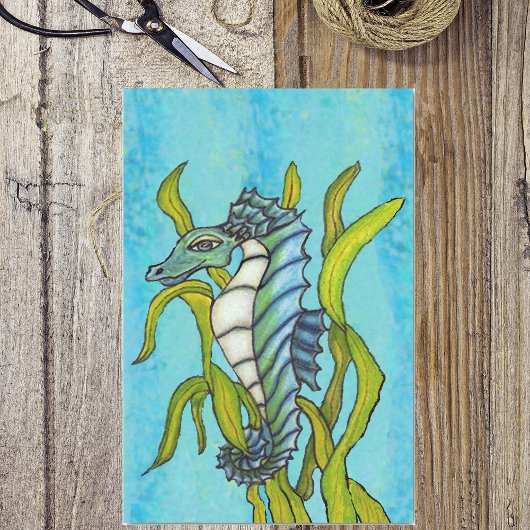 Fantasy Blue Sea Dragon Seepferd Seetang Seidenpapier