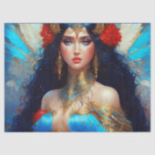 Fantasy Blue Water Fairy Meerjungfrau Dekoupage Seidenpapier (Vorderseite)