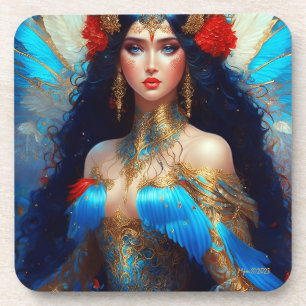 Fantasy Blue Water Fairy Meerjungfrau Getränkeuntersetzer