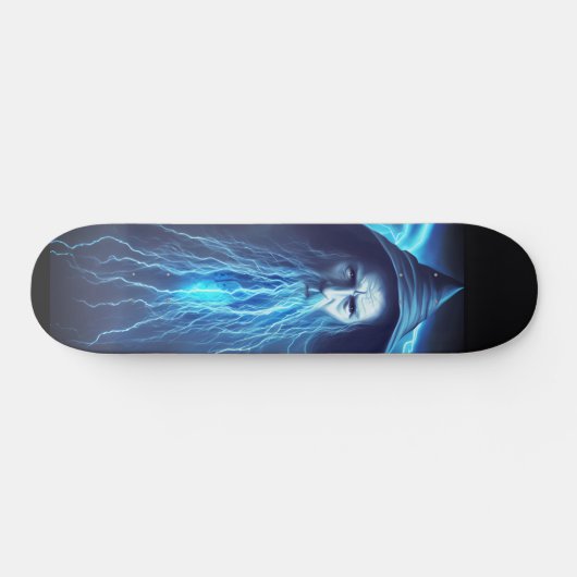 Fantasy Blue Wizard Illustrator Thunder Graphic Skateboard (Horizontal)