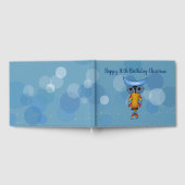Fantasy Blue Yellow Owl Big Eyes Circles Drums Gästebuch (Voll)