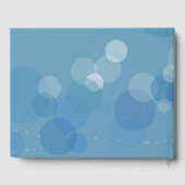 Fantasy Blue Yellow Owl Big Eyes Circles Drums Gästebuch (Rückseite)