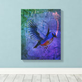 Fantasy Bluebird Nature Art Leinwanddruck (Insitu (Holzboden))