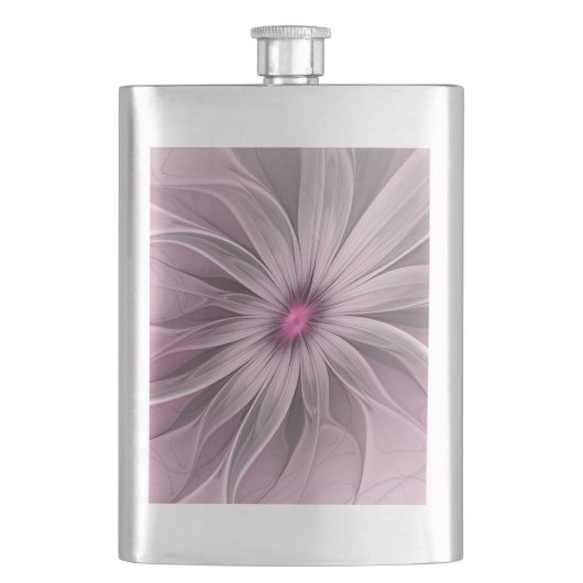 Fantasy Blume Abstrakt Plum Flora Fraktal Kunst Flachmann (Vorderseite)