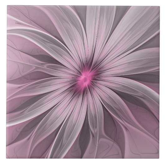 Fantasy Blume Abstrakt Plum Flora Fraktal Kunst Fliese (Vorderseite)