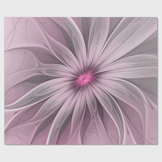 Fantasy Blume Abstrakt Plum Flora Fraktal Kunst Geschenkpapier (Flach)