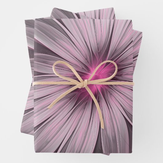 Fantasy Blume Abstrakt Plum Flora Fraktal Kunst Geschenkpapier Set (Beispiel)