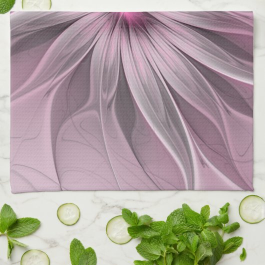 Fantasy Blume Abstrakt Plum Flora Fraktal Kunst Geschirrtuch (Gefaltet)