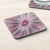 Fantasy Blume Abstrakt Plum Flora Fraktal Kunst Getränkeuntersetzer (Linke Seite)