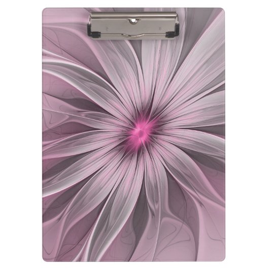 Fantasy Blume Abstrakt Plum Flora Fraktal Kunst Klemmbrett (Vorderseite)