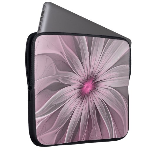 Fantasy Blume Abstrakt Plum Flora Fraktal Kunst Laptopschutzhülle (Vorne Rechts)