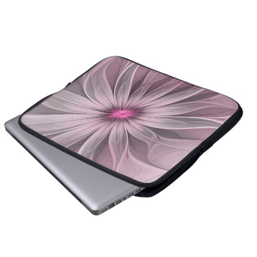 Fantasy Blume Abstrakt Plum Flora Fraktal Kunst Laptopschutzhülle (Vorne Knopf)