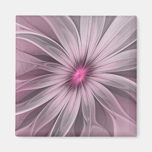 Fantasy Blume Abstrakt Plum Flora Fraktal Kunst Magnet (Vorne)