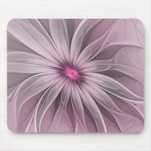 Fantasy Blume Abstrakt Plum Flora Fraktal Kunst Mousepad (Vorne)