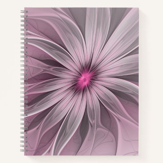 Fantasy Blume Abstrakt Plum Flora Fraktal Kunst Notizblock (Vorderseite)