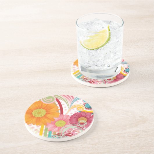 Fantasy Blume auf Weiß Sandstein Untersetzer (Seite)