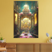 Fantasy Blume Church - Wrapped Canvas Leinwanddruck (Insitu (Wohnzimmer))