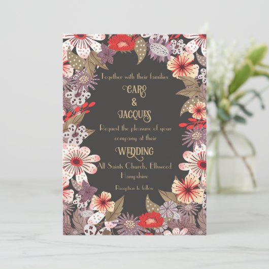 Fantasy-Blume - Einladung zur Hochzeit (Stehend Vorderseite)