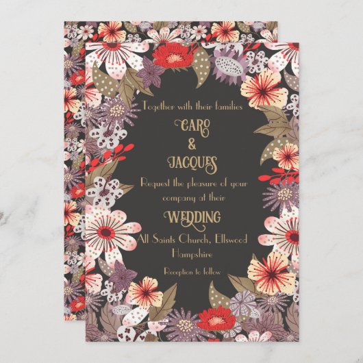 Fantasy-Blume - Einladung zur Hochzeit (Vorne/Hinten)