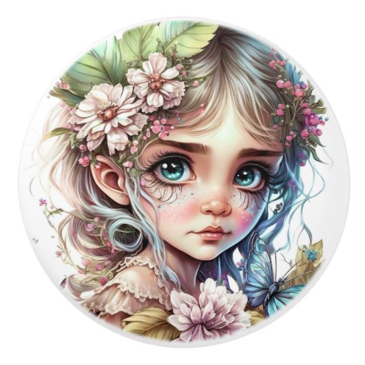 Fantasy Blume Fairies Serie Keramikknauf (Vorderseite)