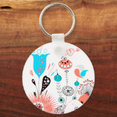 Fantasy-Blume und Birdie Button Schlüsselanhänger (Vorderseite)