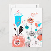 Fantasy-Blume und Birdie Postcard Postkarte (Vorne/Hinten)