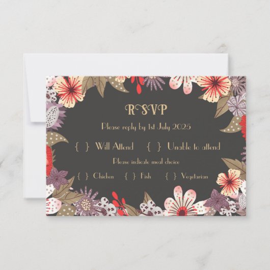 Fantasy-Blume - Wedding RSVP-Karte RSVP Karte (Vorderseite)