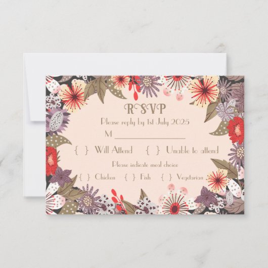 Fantasy-Blume - Wedding RSVP-Karte RSVP Karte (Vorderseite)