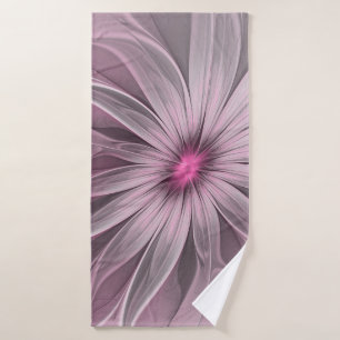 Fantasy-Blumen-Abstrakt-Pfirsich-Blumen-Fraktal-Ku Badehandtuch