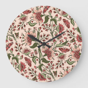 Fantasy-Blumen Paisley-Handzeichnung Große Wanduhr