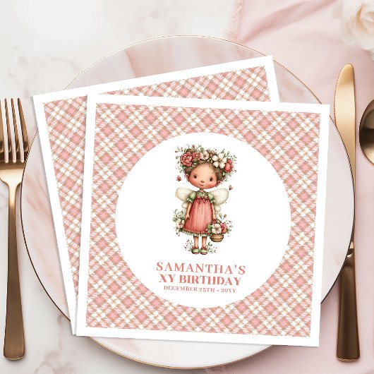 Fantasy Blush Fairy Pink Blumen 2. Geburtstag Serviette