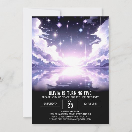 Fantasy Boho Celestial Digital Geburtstag Einladung (Vorderseite)