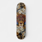 Fantasy Boho Jungle Tiger Head Mixed Media Skateboard (Vorne)
