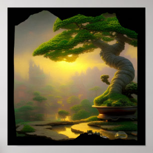Fantasy Bonsai Tree Digitale Kunst, Dichtung und M Poster