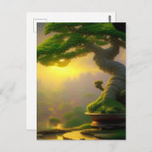 Fantasy Bonsai Tree Digitale Kunst, Dichtung und M Postkarte (Vorne/Hinten)