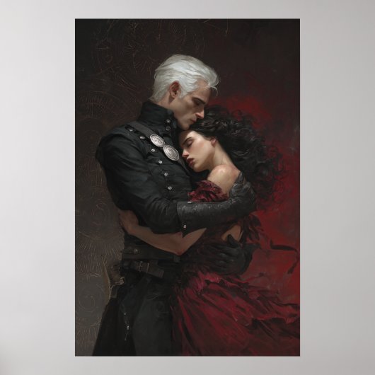 Fantasy book art main characters embracing  poster (Vorne)