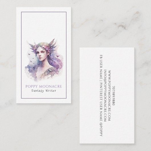 Fantasy Book Author Writer Fairy Visitenkarte (Vorne/Hinten)