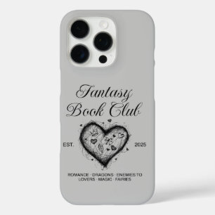Fantasy Book Club Typografie & Heart Doodle Sketch iPhone 16 Pro Hülle