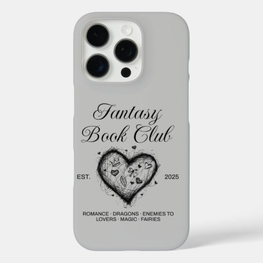 Fantasy Book Club Typografie & Heart Doodle Sketch Case-Mate iPhone Hülle (Rückseite)
