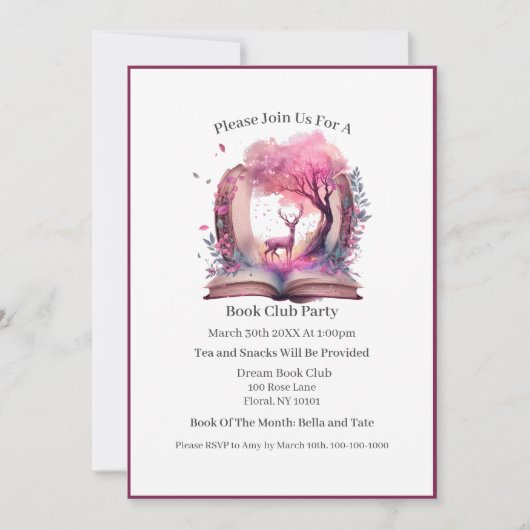 Fantasy Book Lover, Book Club Einladung (Vorderseite)