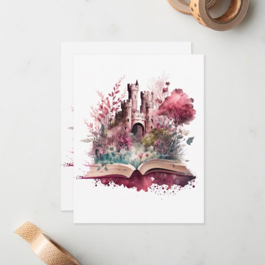 Fantasy Book Lover Design Mitteilungskarte (Vorderseite/Rückseite Beispiel)