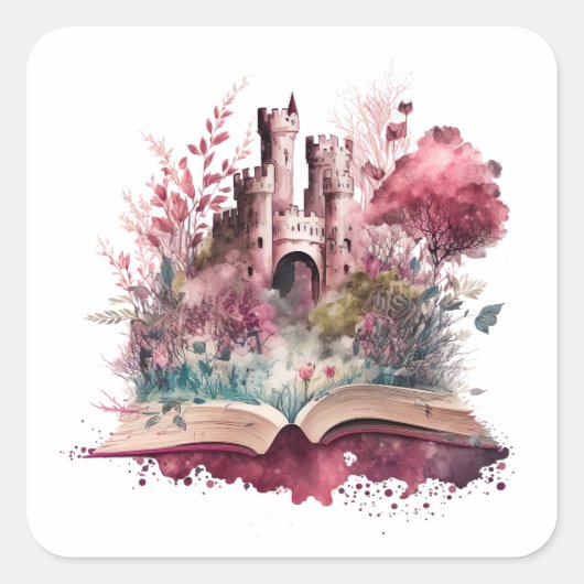 Fantasy Book Lover Design Quadratischer Aufkleber (Vorderseite)