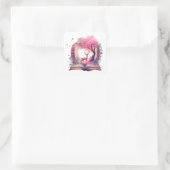 Fantasy Book Lover Design Quadratischer Aufkleber (Tasche)