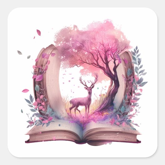 Fantasy Book Lover Design Quadratischer Aufkleber (Vorderseite)