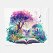 Fantasy Book Lover Fairy Fleecedecke (Vorderseite (Horizontal))